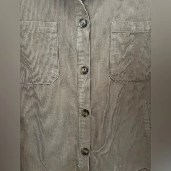 Lucky Brand Tan Corduroy 100% Cotton Oversized Slouchy Button Down Shacket - Picture 4 of 10